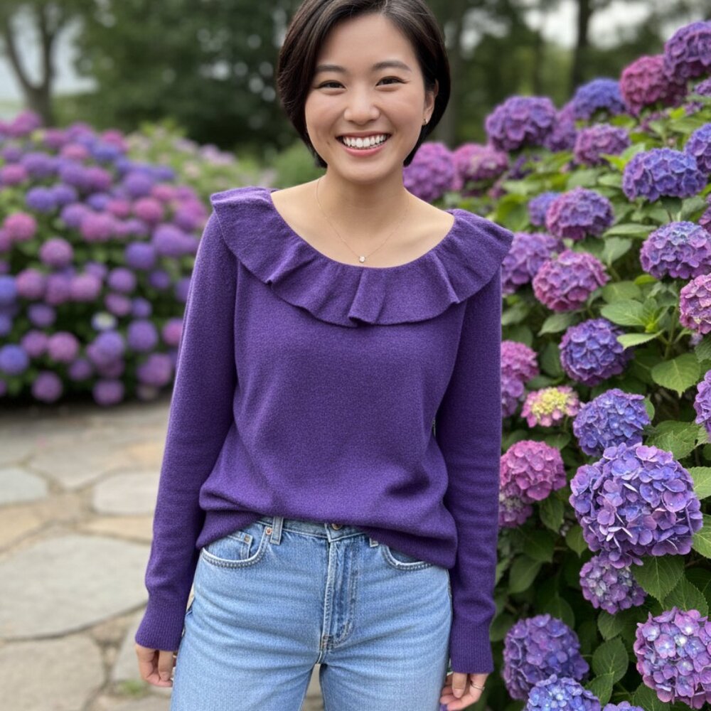 Ralph Lauren Pure Cashmere Ruffle Collar Sweater